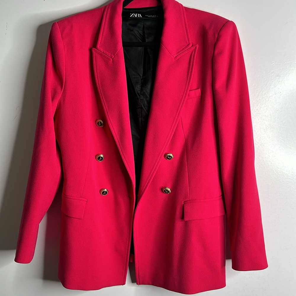 Zara pink double breasted blazer size XlArge new - Picture 3 of 8